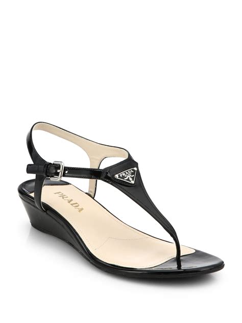 prada patent leather thong sandals